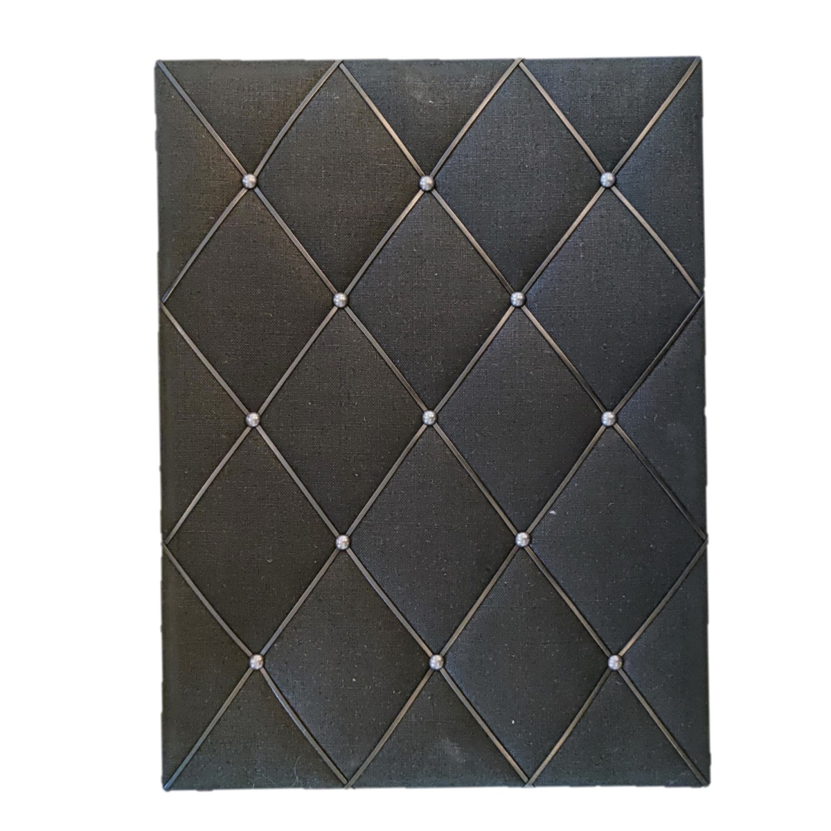 Riis - Oppslagstavle 57x77cm - Sort lin, skinn, stålgrå