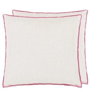 DG - Brera Lino Alabaster pute - Fuchsia overlocked edge