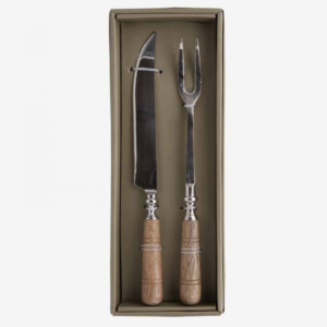 Q - Iron Carved Cutlery with Wood Handle