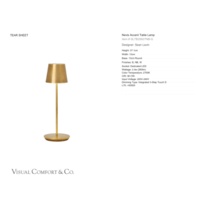 VC - Nevis Accent Rechargeable Table Lamp - Natural Brass